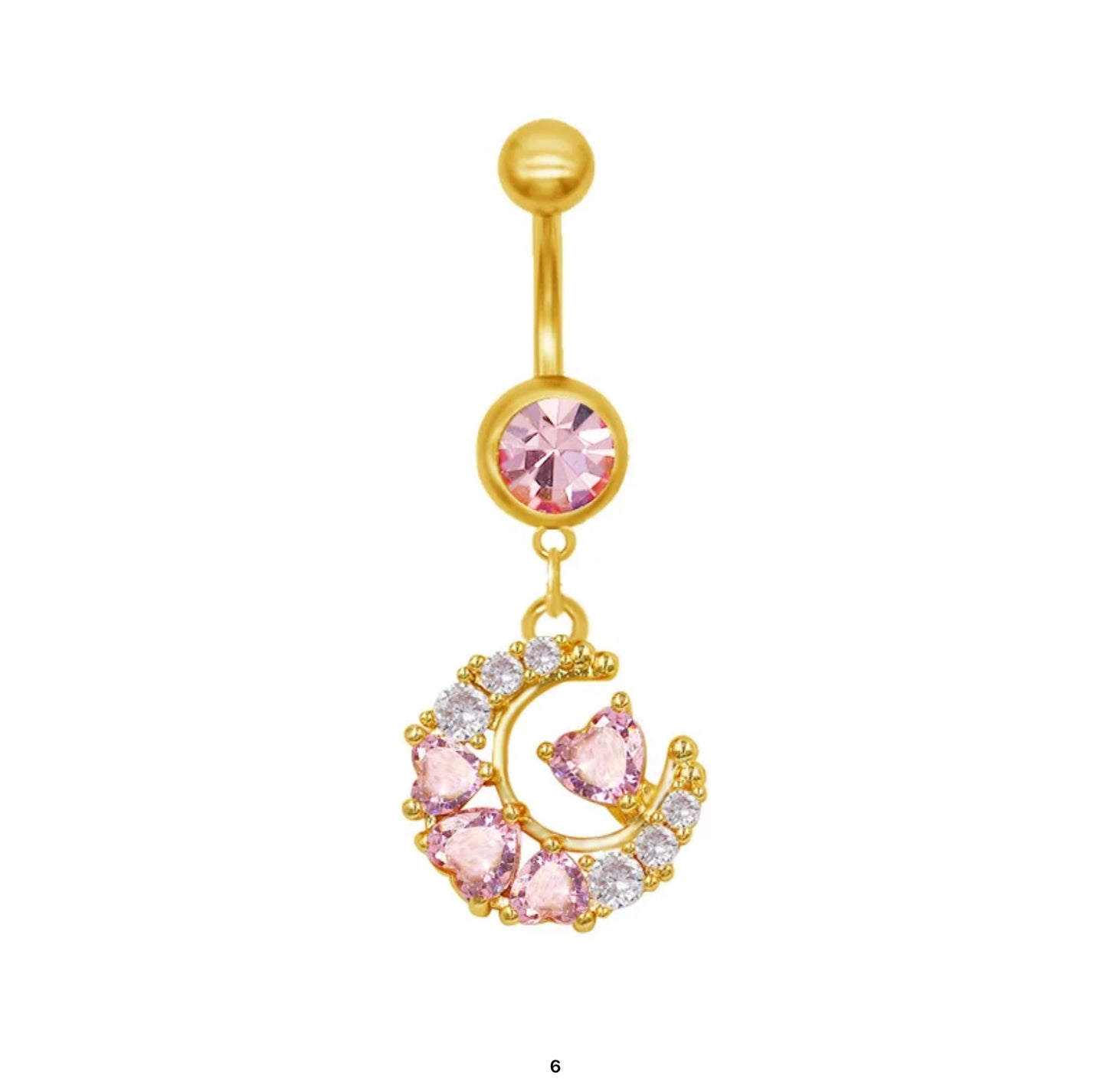 Gold & Pink Belly Piercing Jewelry