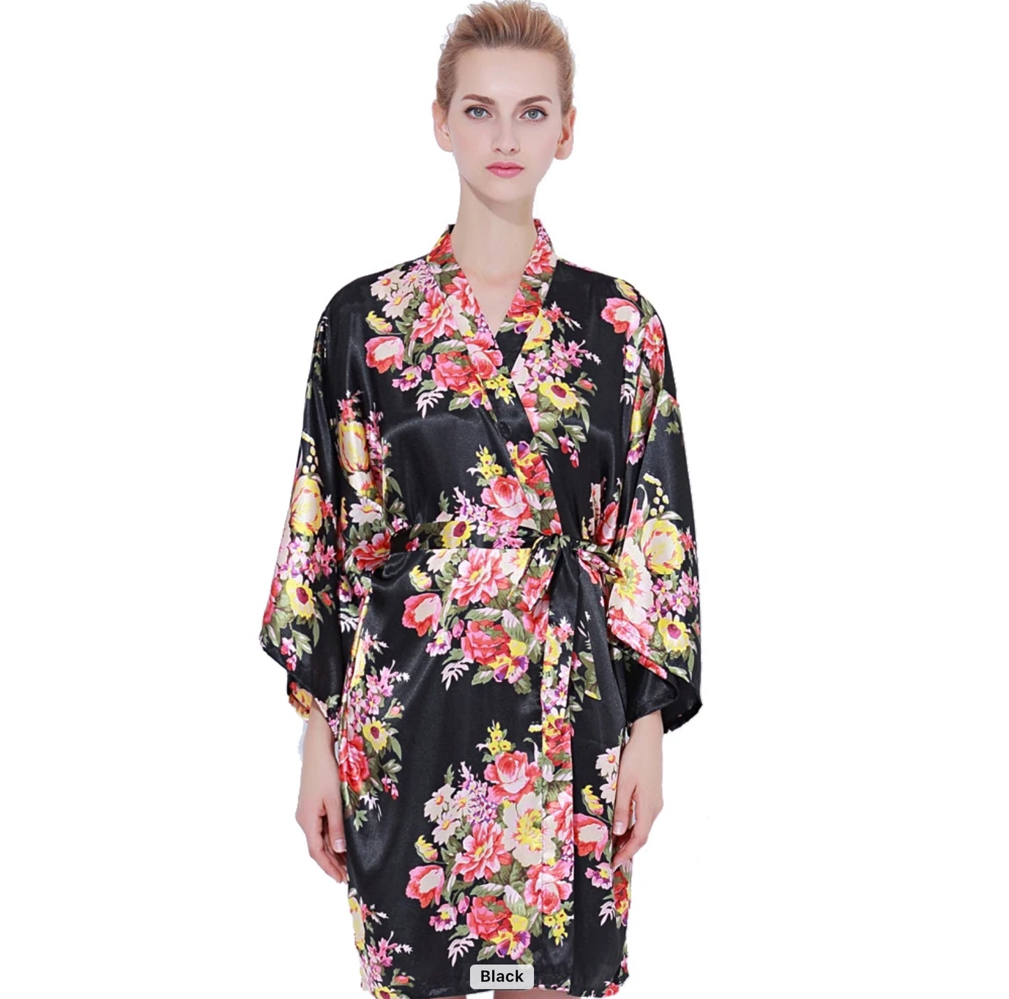 Silky Flower Nightgown Robe