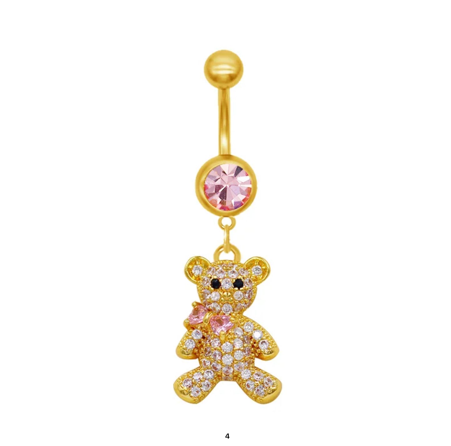Gold & Pink Belly Piercing Jewelry